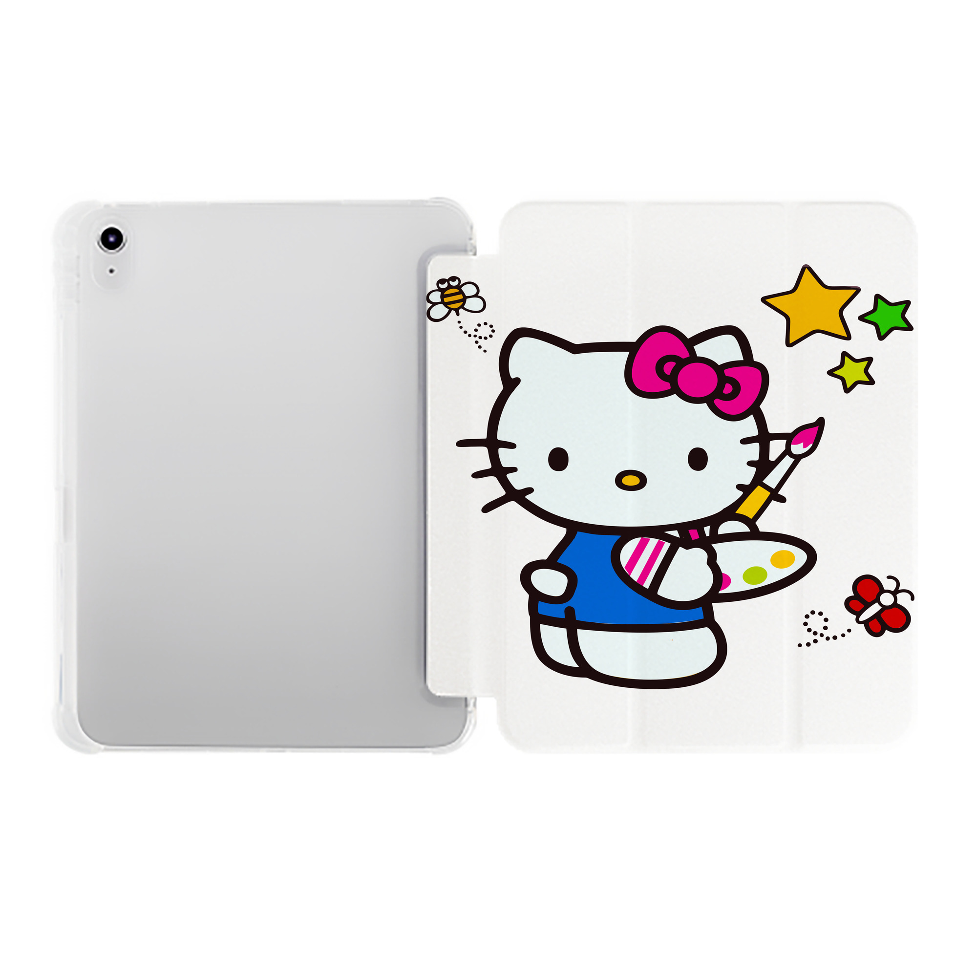 （画像用） Hello Kitty ハローキティ IPad ケース ペン収納付き 三つ折りスタンド PUレザー×シリコン 対応機種9.5/10.5/10.9インチ